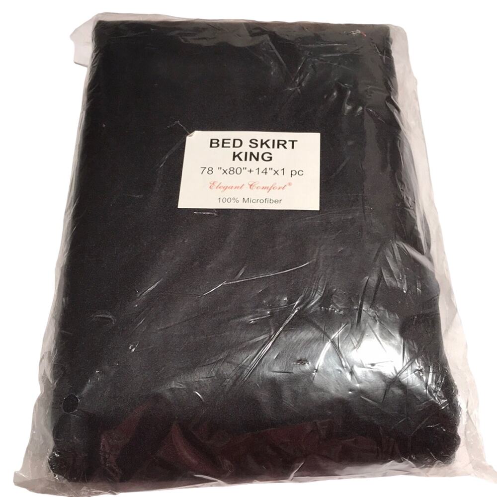 NWOT. Microfiber Black Bed Skirt. King